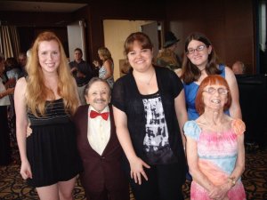 Some friends of mine and me at the Judy Garland Festival, with Jerry Maren (the Lollipop Kid munchkin) and his wife Elizabeth.