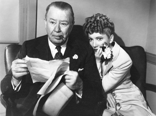 Charles Coburn and Jean Arthur in a scene from THE MORE THE MERRIER, 1943.